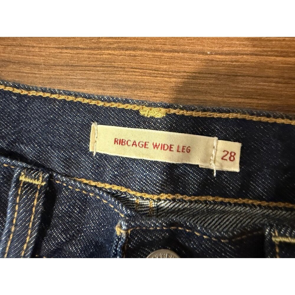 Levi premium denim Ribcage Wide Leg jeans Big E Sz 28 - Picture 12 of 12